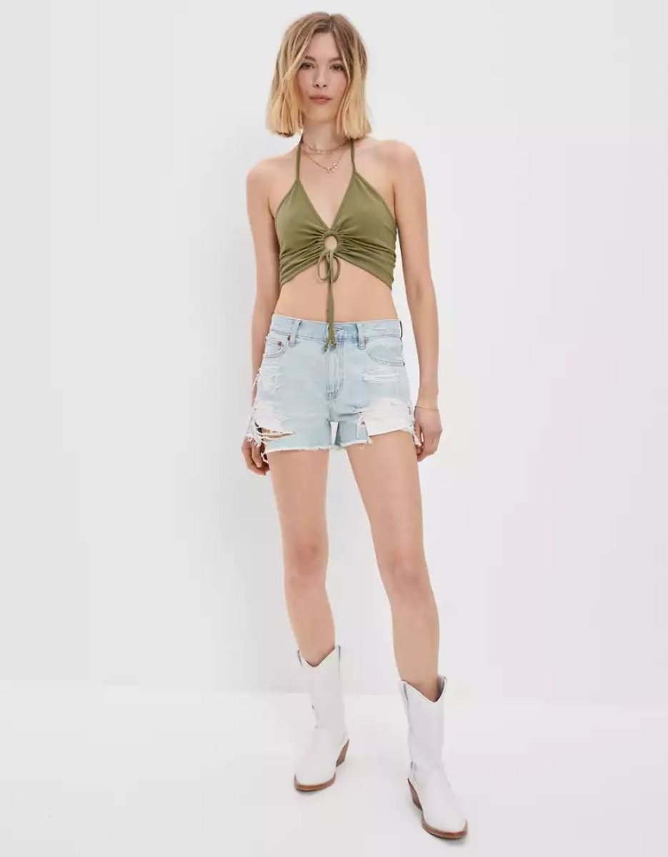 Debardeur American Eagle AE Keyhole Halter Vert Olive Femme | YDL-95531689